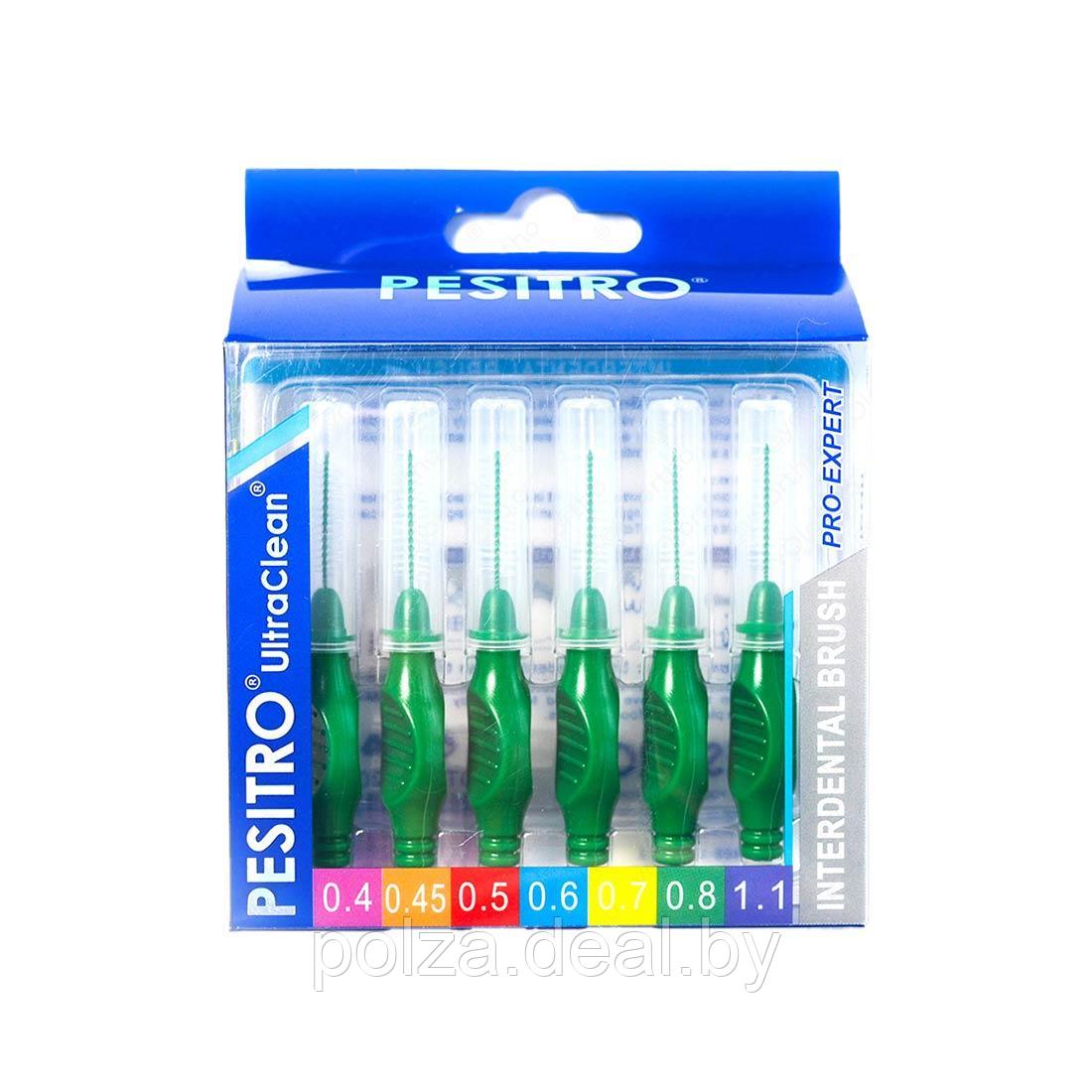 Pesitro Набор межзубных ершиков PESITRO Ortho Standart, толщина 0,8 мм, с прорезиненной ручкой