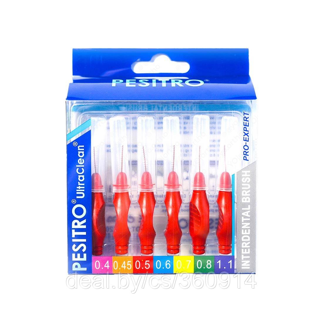 Pesitro Набор межзубных ершиков PESITRO Ortho Standart, толщина 0,5 мм, с прорезиненной ручкой - фото 1 - id-p155049177