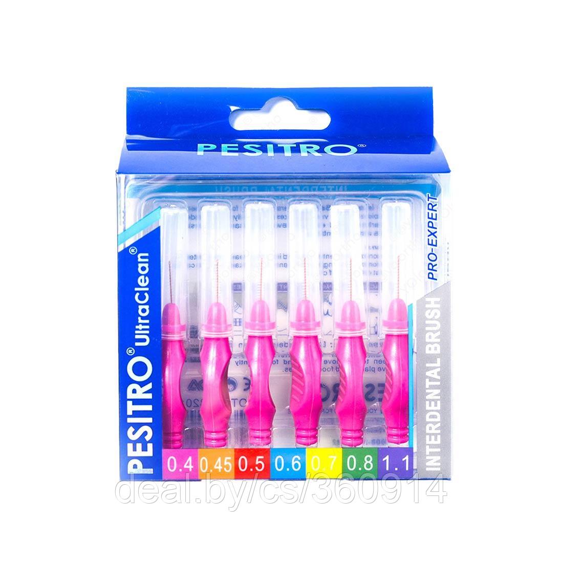 Pesitro Набор межзубных ершиков PESITRO Ortho Standart, толщина 0,4 мм, с прорезиненной ручкой - фото 1 - id-p155049178
