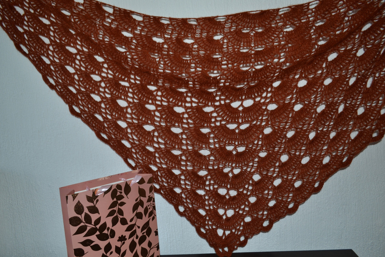 Купить Шаль треугольная ажурная накидка платок ручной работы полушерстяная - фото 8 - id-p82712805