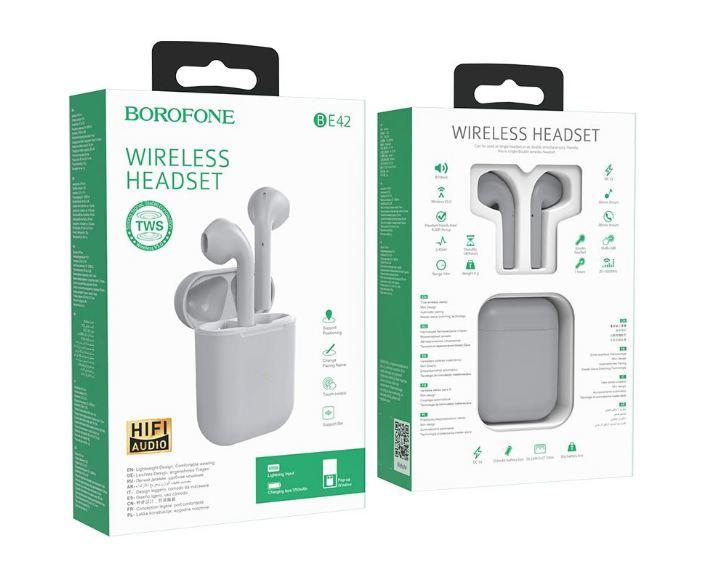 Наушники беспроводные BOROFONE BE42 Feliz TWS wireless BT headset (grey)