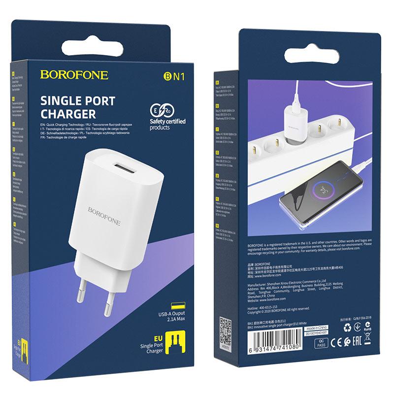 СЗУ BOROFONE BN1 Innovative single port charger(EU) (white)