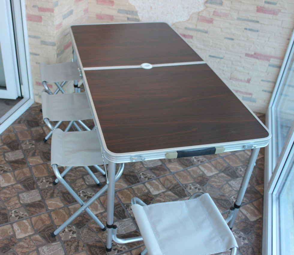 Туристический раскладной стол чемодан AUSINI (120х60х70), 4стула (коричневый) - фото 2 - id-p151633849