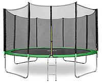 Батут Happy Jump 14ft PRO с внешней сеткой и лестницей (435см)