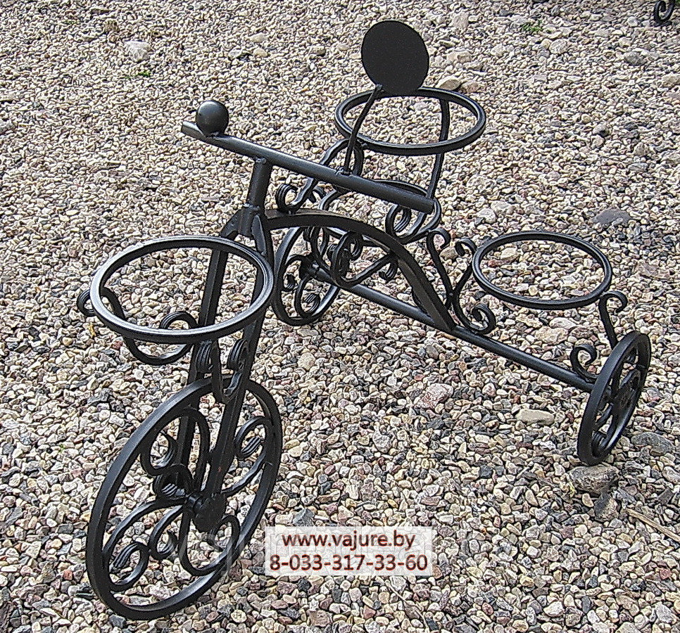 Цветочница-велосипед кованый h=0,74м. №16