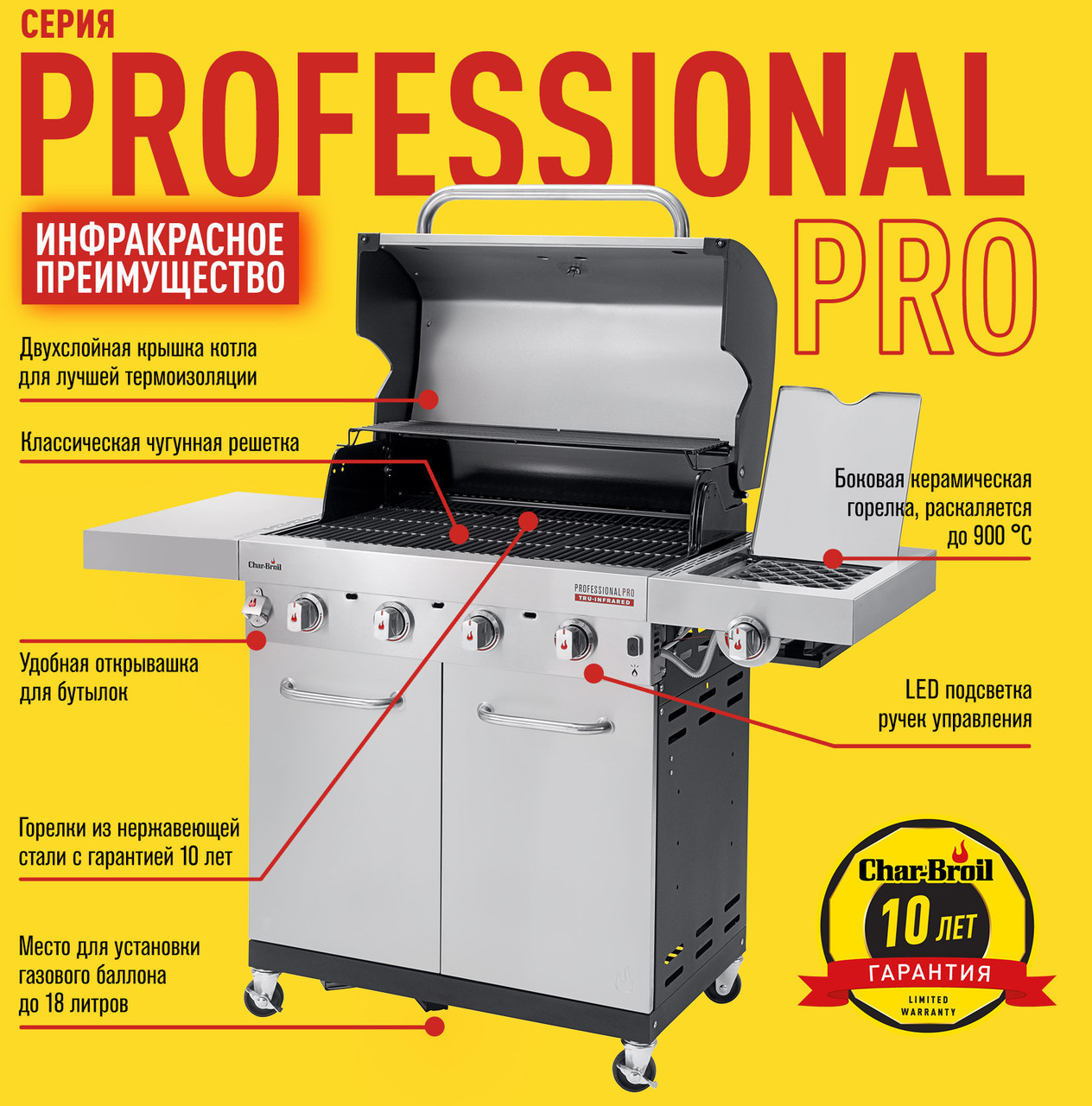 Газовый гриль Char-Broil Professional PRO 4S - фото 8 - id-p58622882