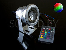 Прожектор светодиодный 10W 220V IP68 RGB с пультом цвет стальной