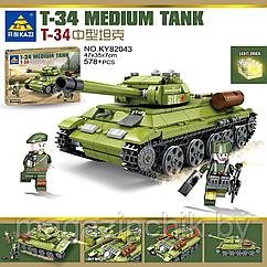 Конструктор Танк Т-34 со светом, KAZI 82043, аналог Лего