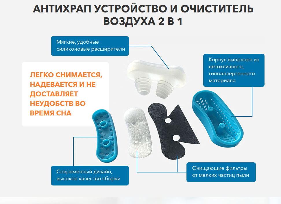 Фильтр для носа 2 в 1 Anti Snoring and Air Purifier (воздушный фильтр и антихрап, заменитель марлево - фото 8 - id-p78868579