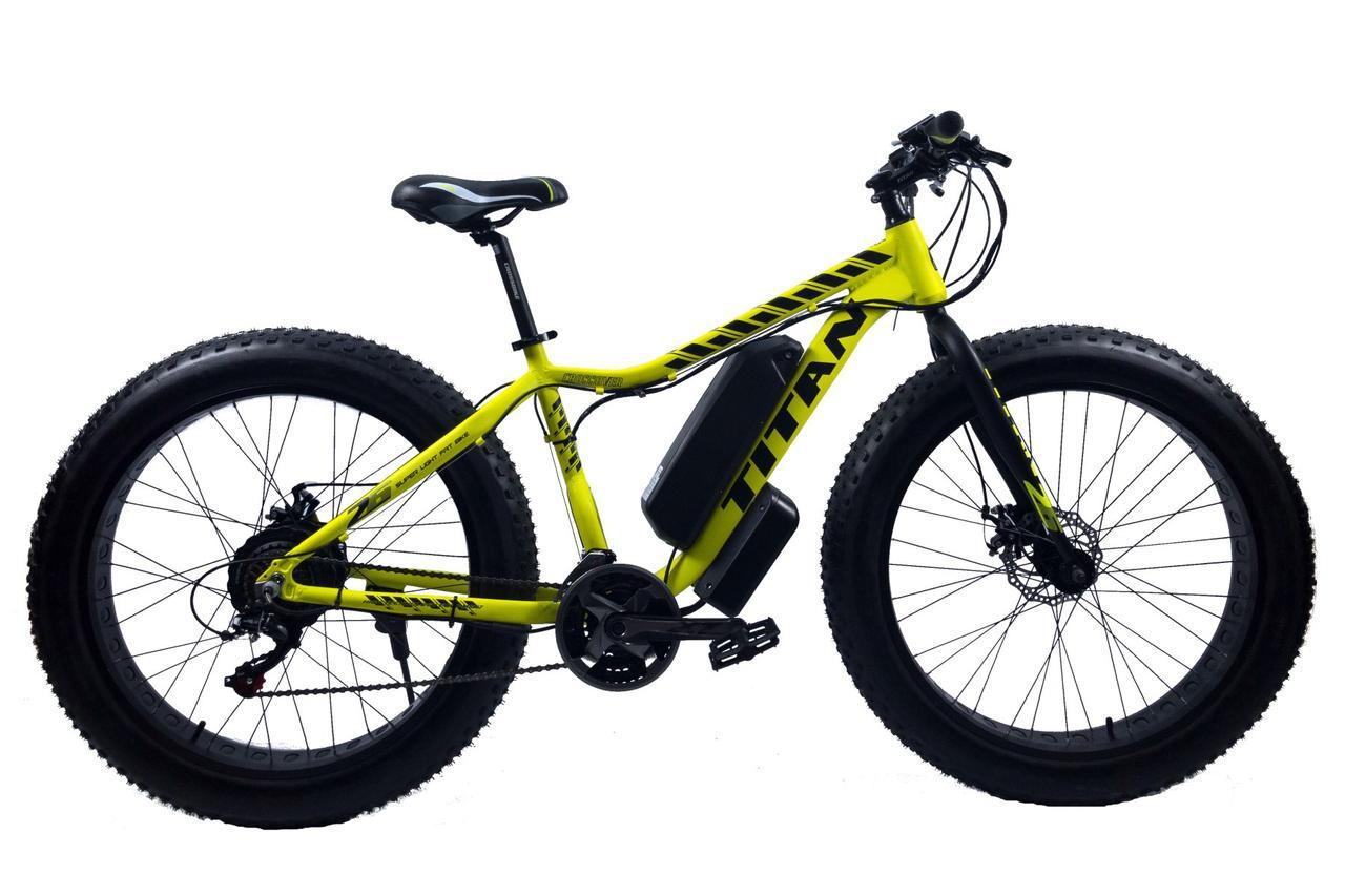 Электро-фэтбайк TITAN CROSSOVER FT 26&#34;16&#34; НЕОНОВЫЙ ЖЁЛТЫЙ-ЧЁРНЫЙ