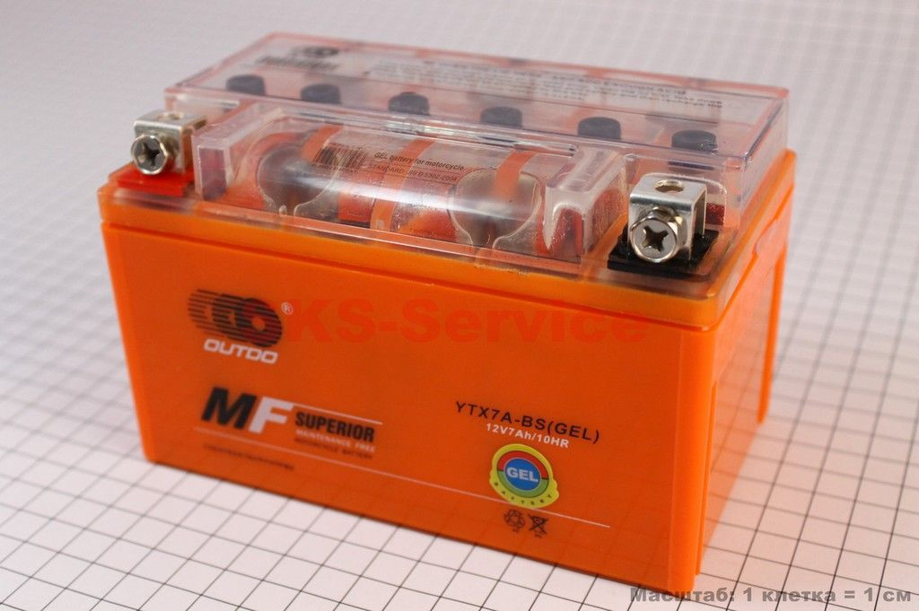Мото аккумулятор 12v7a.h. Оранжевый гелевый ТММР - фото 3 - id-p155205435