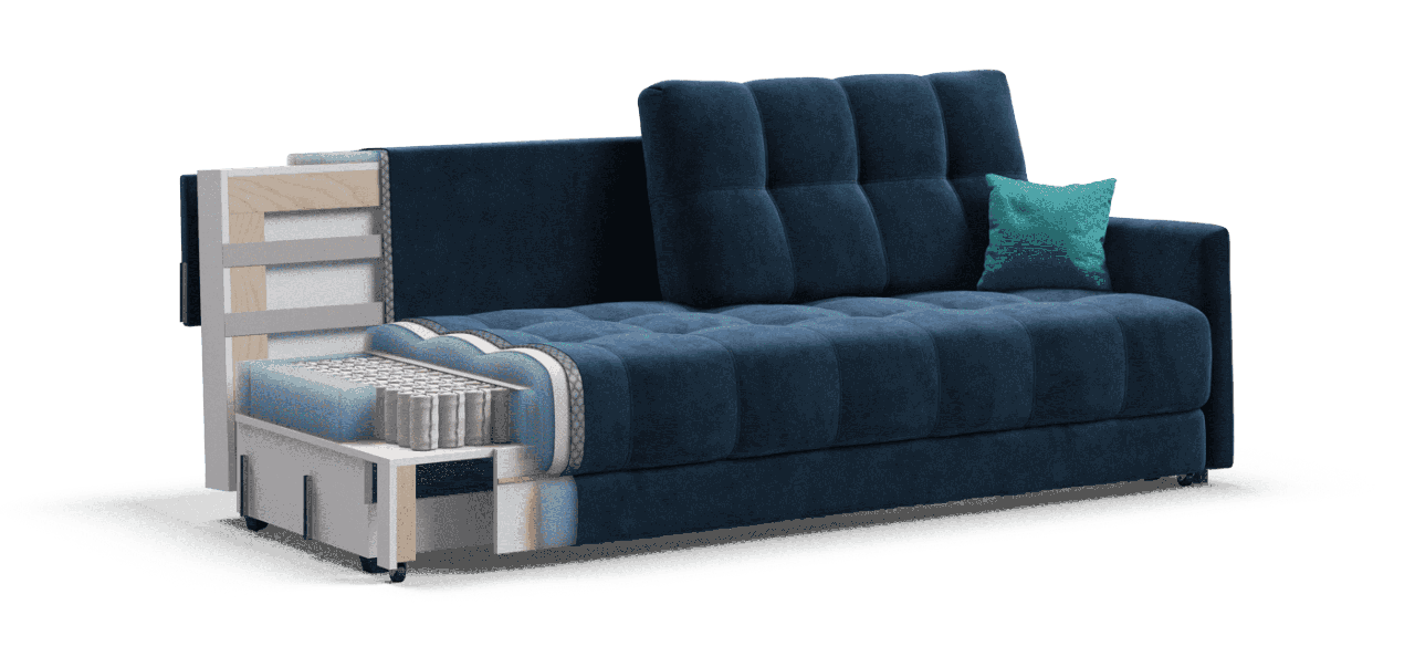 BOSS 2.0 LOFT диван велюр Monolit синий - фото 4 - id-p155219018