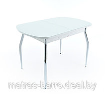 Стол обеденный раздвижной Ривьера 110х70 см стекло белое/опоры хром
