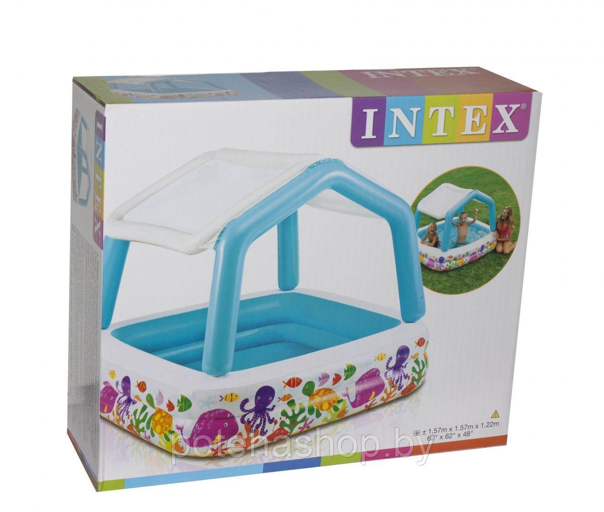 Бассейн надувной Intex 57470 с навесом 157х157х122 см - фото 2 - id-p155184076