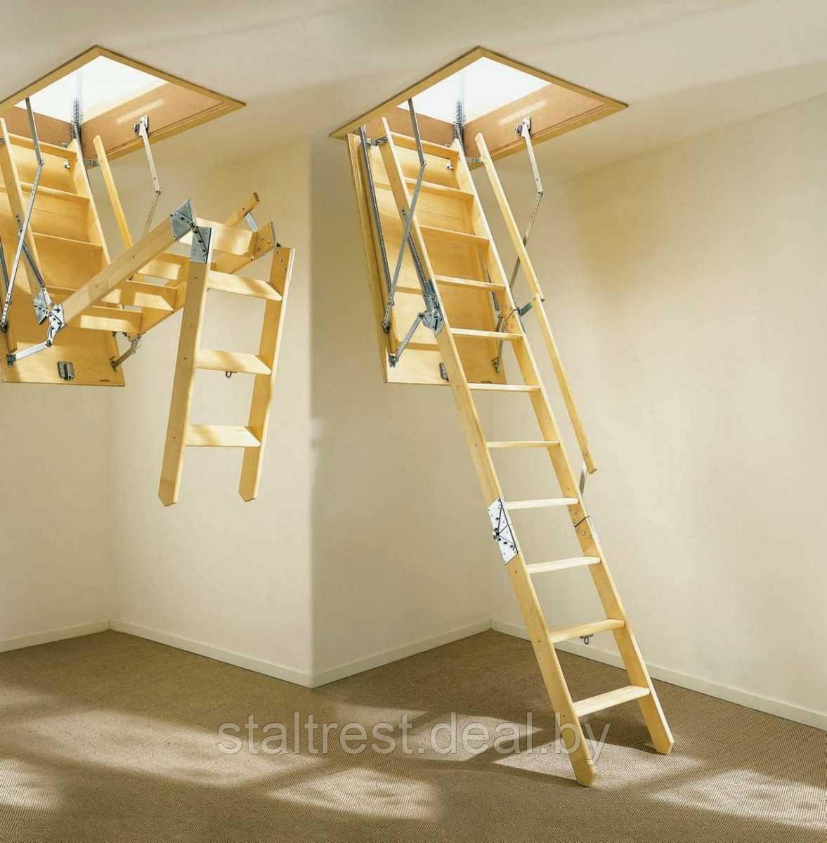 Деревянные лестницы на чердак Fakro LWS Plus 60*94 складная. - фото 2 - id-p155235316