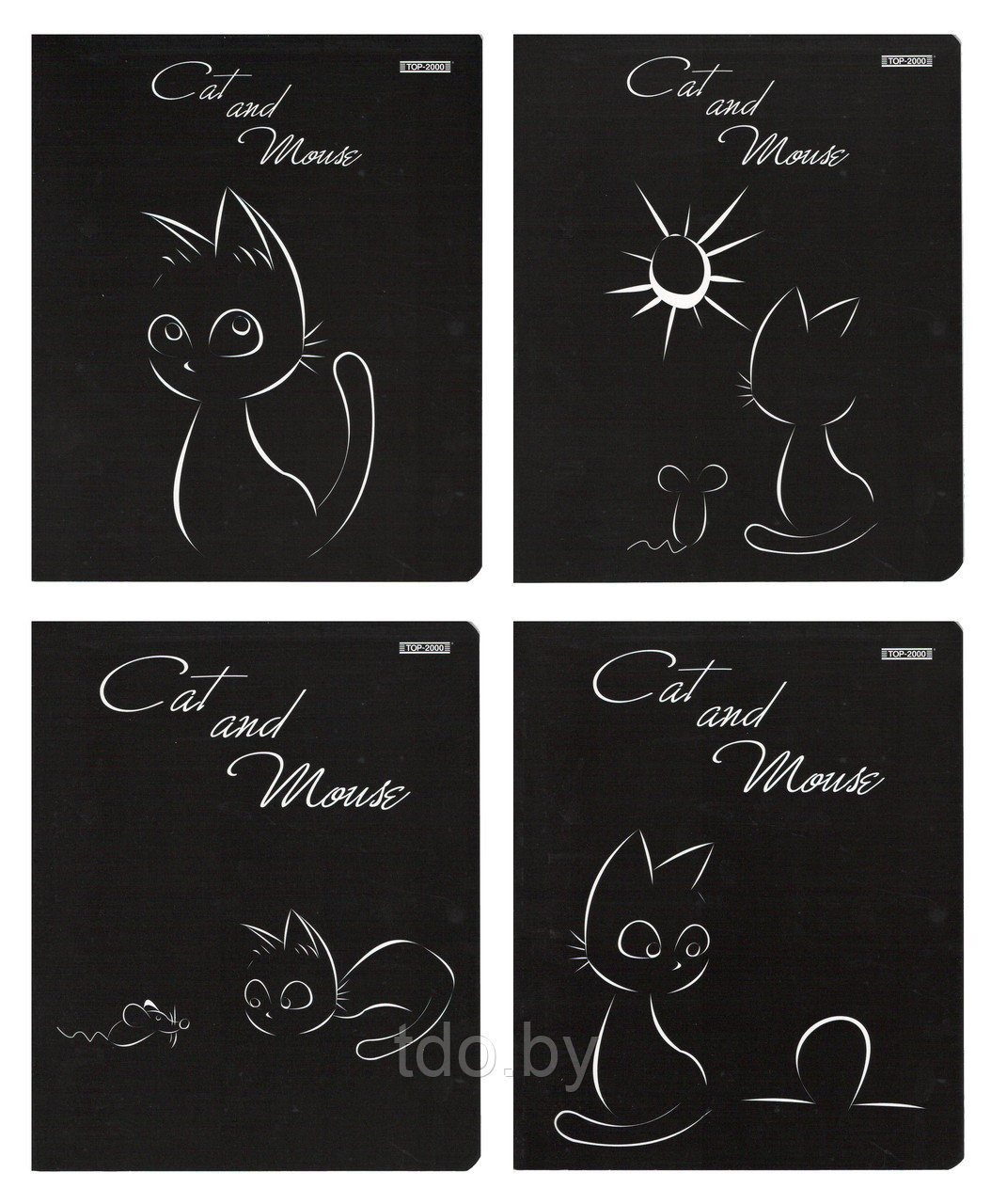 Тетрадь школьная в клетку. 12л, обложка картон, серия Cat and Mouse