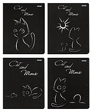 Тетрадь школьная в клетку. 12л, обложка картон, серия Cat and Mouse