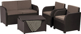 Набор уличной мебели Modena 2 (скамья двухместная,2 кресла, стол-cундук), коричневый
