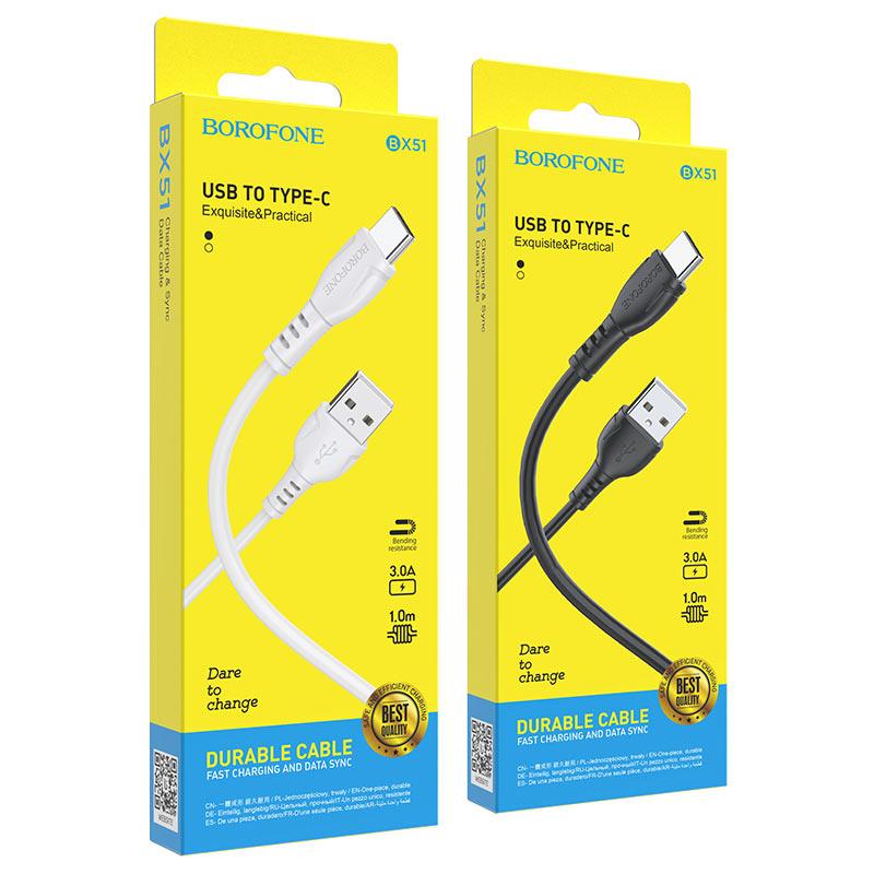 USB кабель Type-C BOROFONE BX51 cable 1 метр (черный)