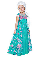 Карнавальный костюм детский Эльза зеленое платье Пуговка 9019 к-21