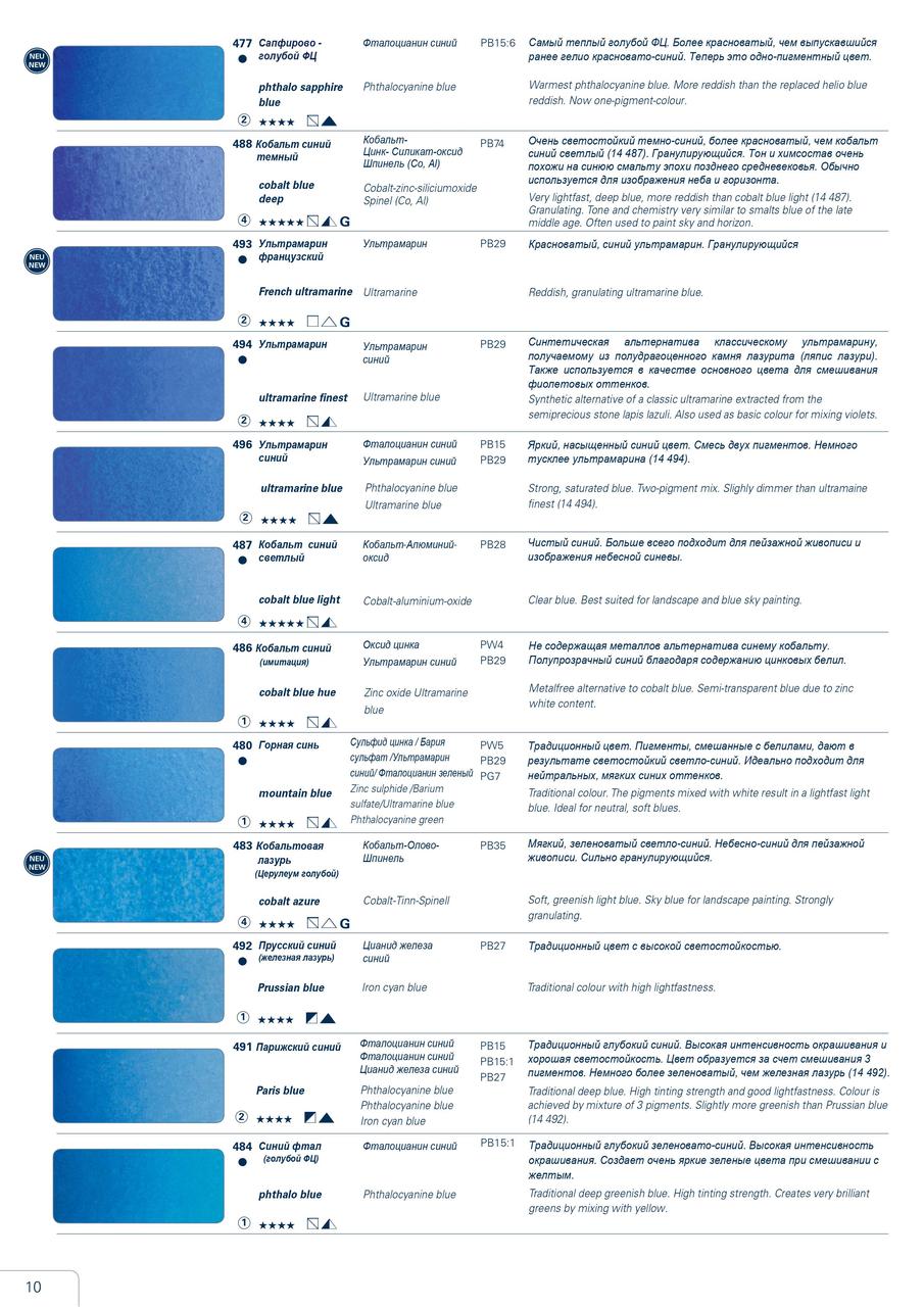 Акварель Schmincke Horadam, туба 5 мл, кобальт синий светлый, cobalt blue light, №487 - фото 6 - id-p155043683