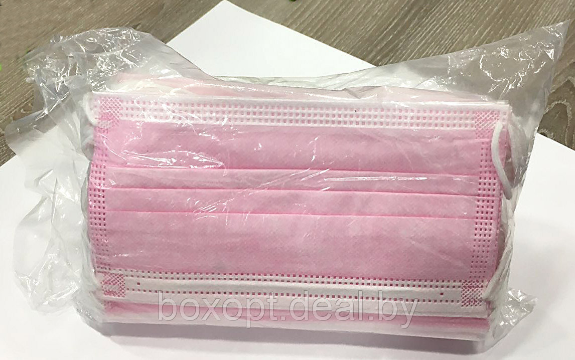 Маски одноразовые розовые (в упаковке 50 шт.) - фото 5 - id-p155296411