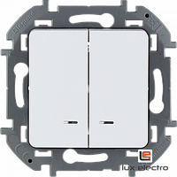 Выключатель двухклавишный с подсветкой/индикацией 10 AX 250 В - Legrand INSPIRIA - белый