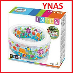 Детский надувной бассейн Интекс Intex 58480 игровой центр Аквариум Радуга для детей и малышей с надувным дном