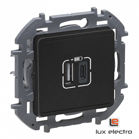 Зарядное устройство с двумя USB-разъемами A-C 240В/5В 3000мА - Legrand INSPIRIA - антрацит - фото 5 - id-p155362811