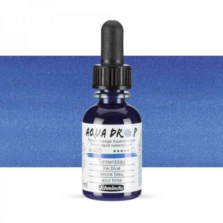 Жидкая акварельная краска Schmincke AQUA DROP, флакон 30 мл, чернильный синий, ink blue, №430