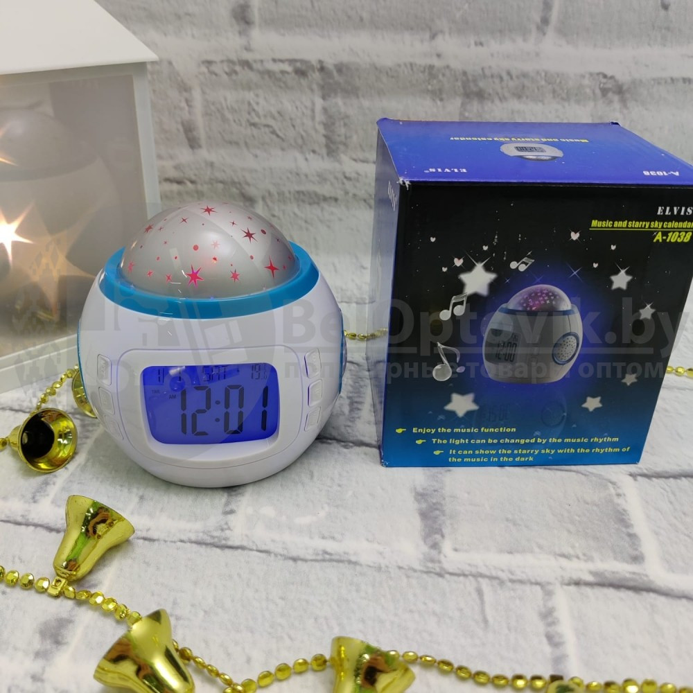 Настольные часы -проектор 7 в 1 Звездное небо Music And Starry Sky Calendar (часы, календарь, температура, - фото 9 - id-p133809036