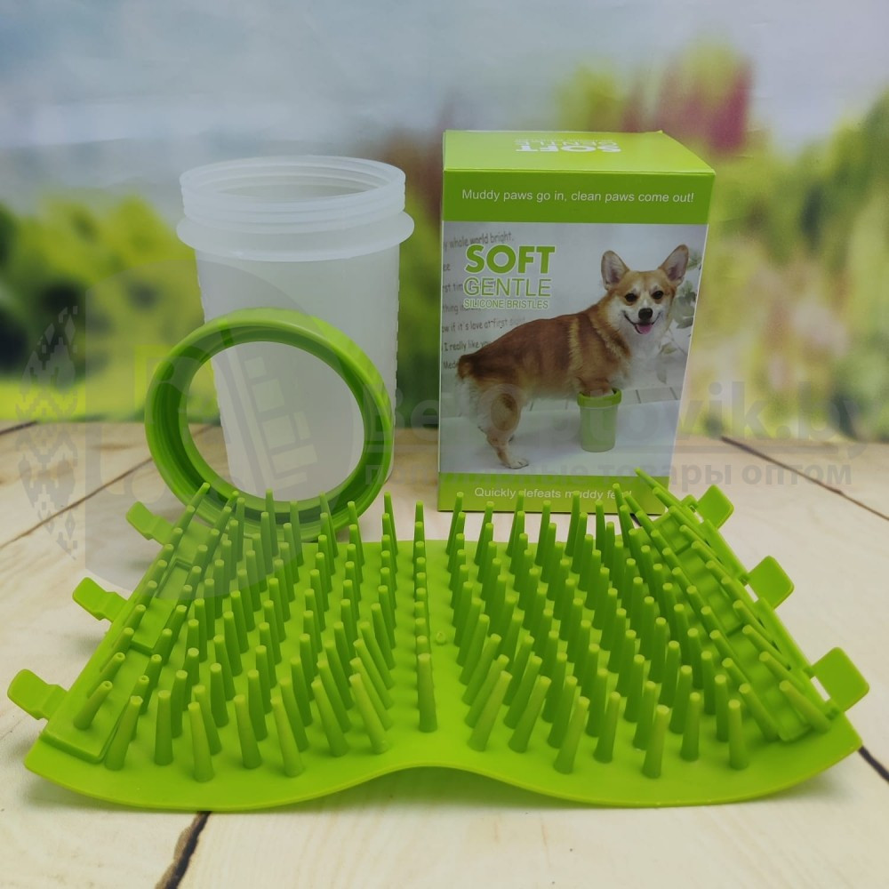 Силиконовая Лапомойка для собак и кошек Soft Gentle Зеленая для собак мелких пород, 10.5 см - фото 4 - id-p111141368