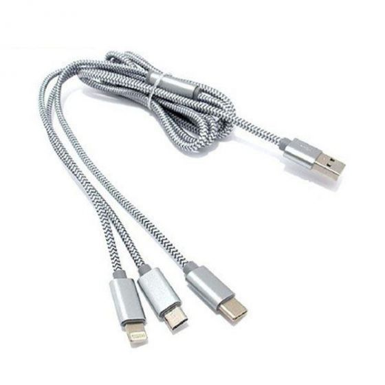 Кабель USB micro - lighting - type-c 3-в-1 - фото 1 - id-p155414516