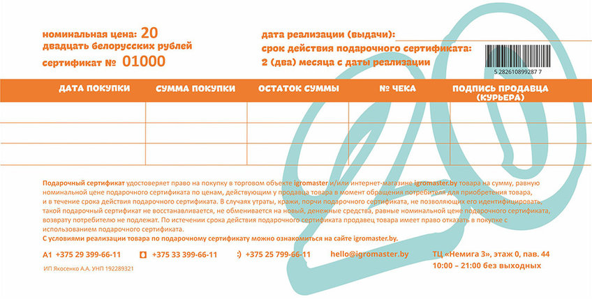 Подарочный сертификат «Игромастер» на сумму 20 рублей, фото 2