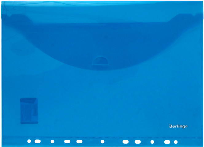 Папка-конверт пластиковая на язычке Berlingo А4+ толщина пластика 0,18 мм, синяя - фото 2 - id-p145721003