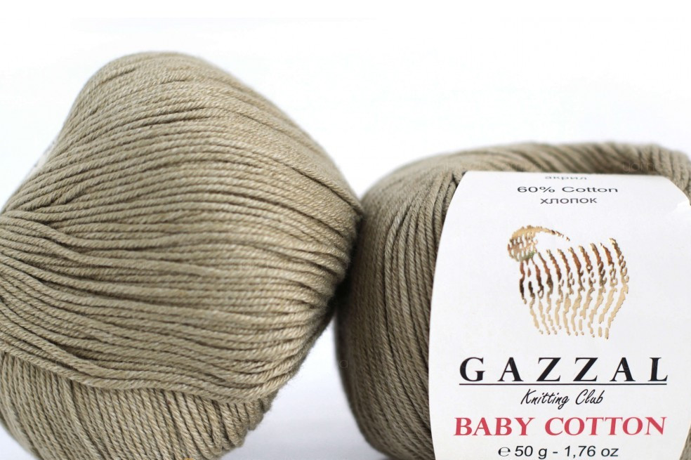 Пряжа Gazzal Baby Cotton цвет 3464 серо-бежевый / ореховый - фото 1 - id-p155452999