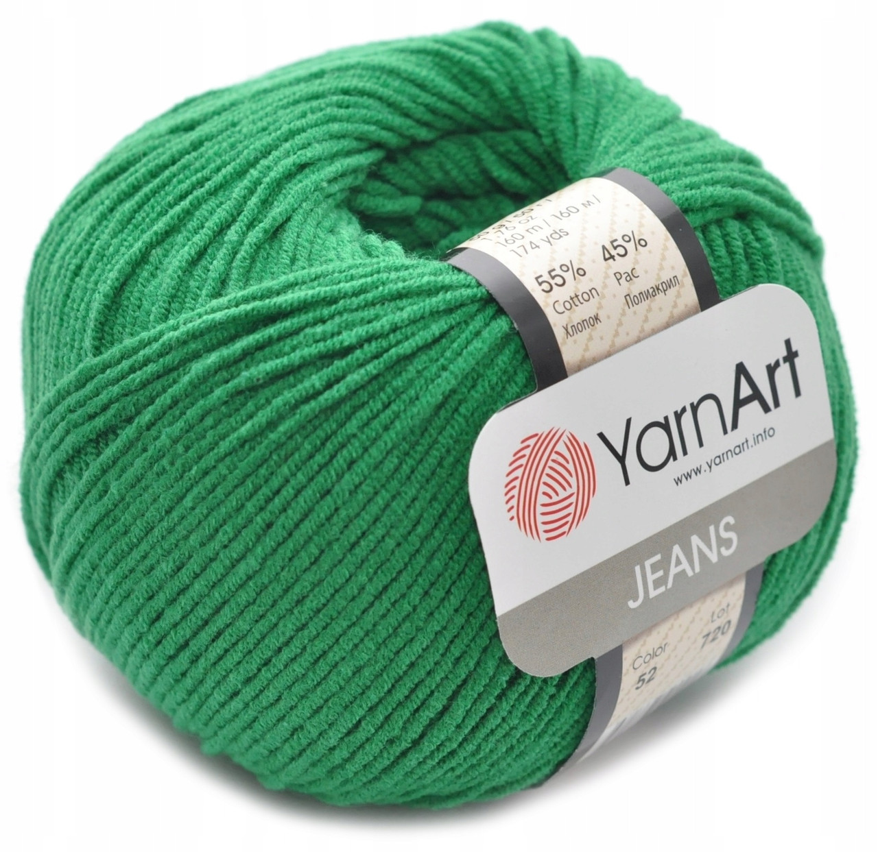 Пряжа ЯрнАрт Джинс (YarnArt Jeans) цвет 52 яр. зелень - фото 1 - id-p155455295