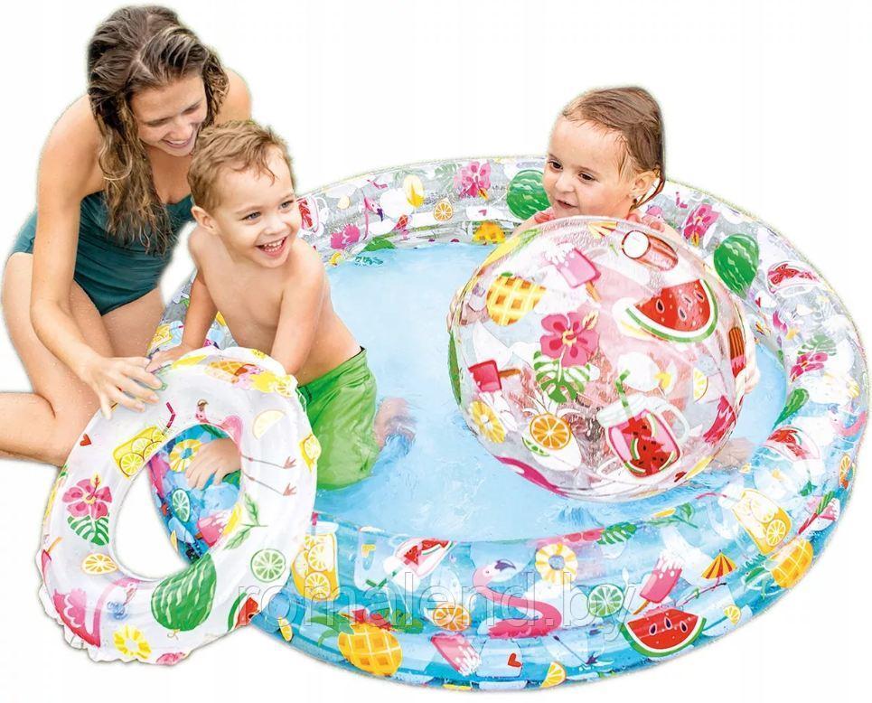 Детский надувной бассейн Intex Звёзды + круг и мячик (размер 122х25 см), арт.59460NP - фото 3 - id-p155455830