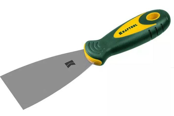 Шпательная лопатка KRAFTOOL с 2-компонент ручк, профилиров нержав полотно, 65мм