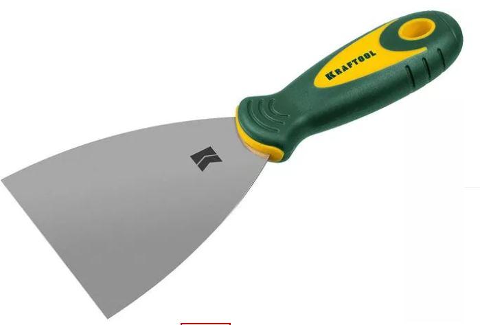 Шпательная лопатка KRAFTOOL с 2-компонент ручк, профилиров нержав полотно, 100мм