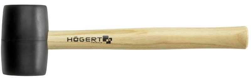 Киянка резиновая черная 450гр., с деревянной рукояткой, HOEGERT, фото 2