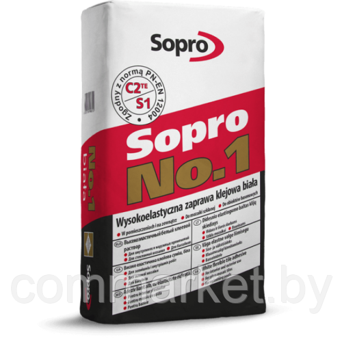 Высокоэластичный, деформируемый клеевой белый раствор Sopro №1/996