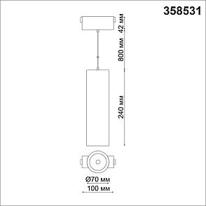 358531 SHINO NT21 000 черный Трековый светильник для низковольного шинопровода, длина провода 1м IP20 LED, фото 2