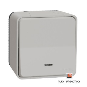 Кнопочный выключатель с подсветкой открытой установки MUREVA S Schneider electric, белый, IP55 - фото 1 - id-p155513058
