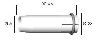 Газовое сопло коническое 20*90*28 №145.0081 для RB 61 GD (610 D)