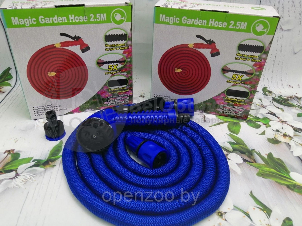 Шланг саморасширяемый садовый для воды Magic Garden Hose (2.8m - 13.5m) NEW ОРИГИНАЛ с пулевизатором Красный - фото 6 - id-p155550981