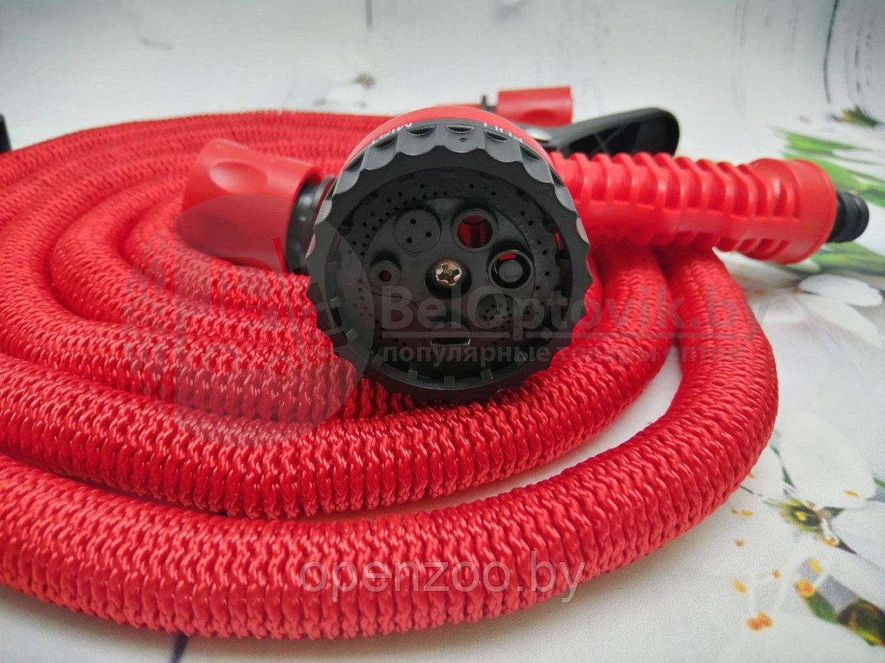 Шланг саморасширяемый садовый для воды Magic Garden Hose (2.8m - 13.5m) NEW ОРИГИНАЛ с пулевизатором Красный - фото 10 - id-p155550981