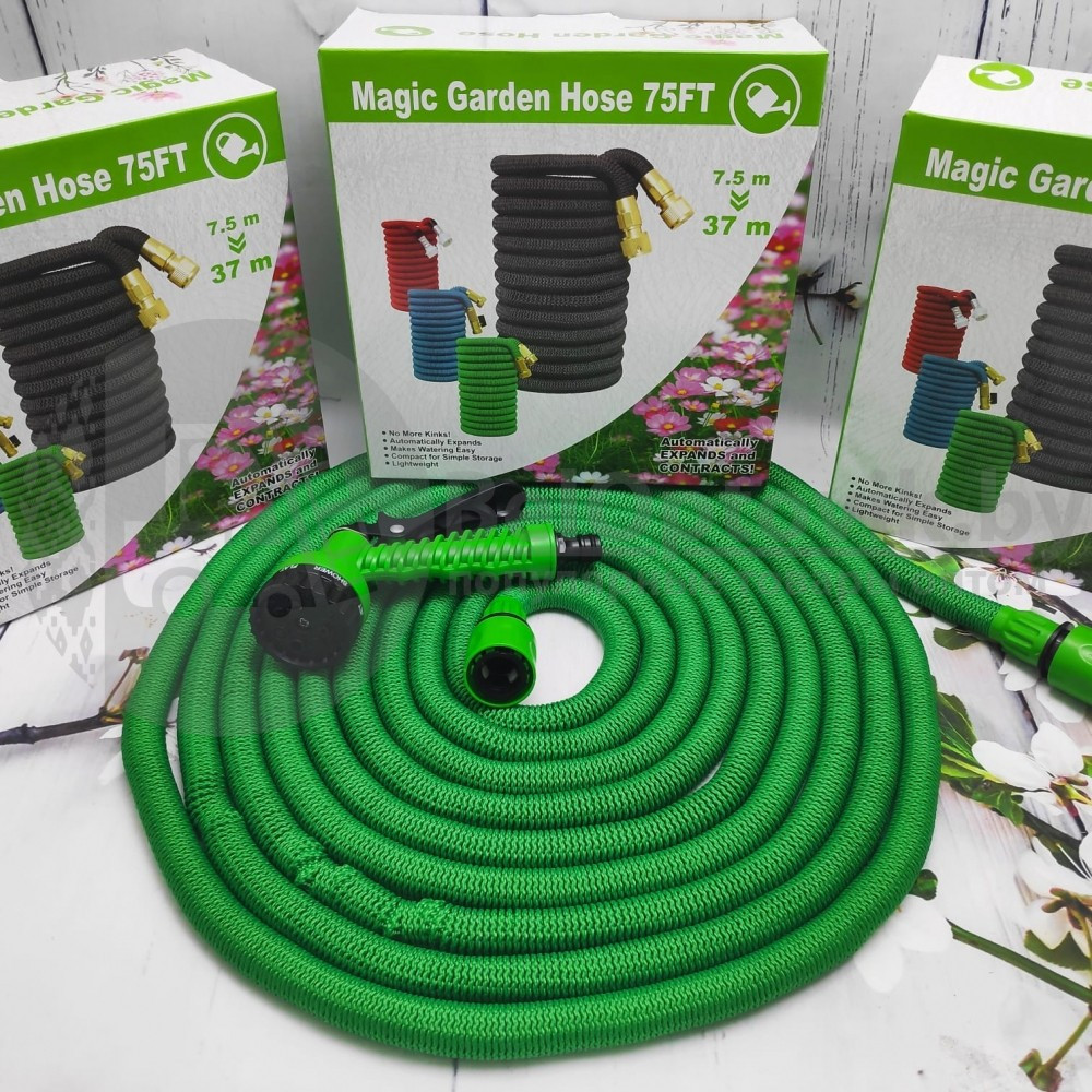 Шланг саморасширяемый садовый для воды Magic Garden Hose (8.5m - 35.3m) NEW ОРИГИНАЛ с пулевизатором Зеленый - фото 6 - id-p155551001