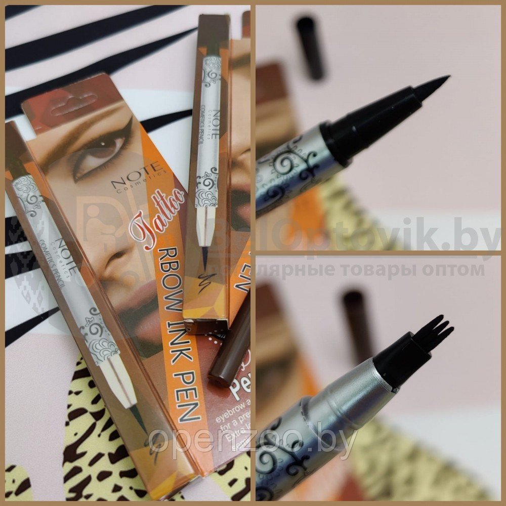 Ликвидация Фломастер - маркер для бровей Brown и подводка для глаз Black 2 в 1 Note Cosmetics Tatoo Rbow Ink - фото 4 - id-p138005038