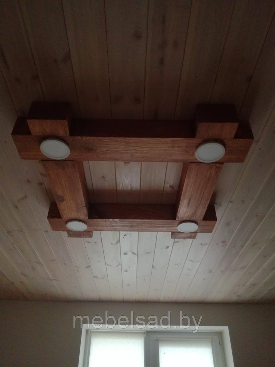 Люстра рустикальная деревянная "Туровская Люкс" на 4 лампы